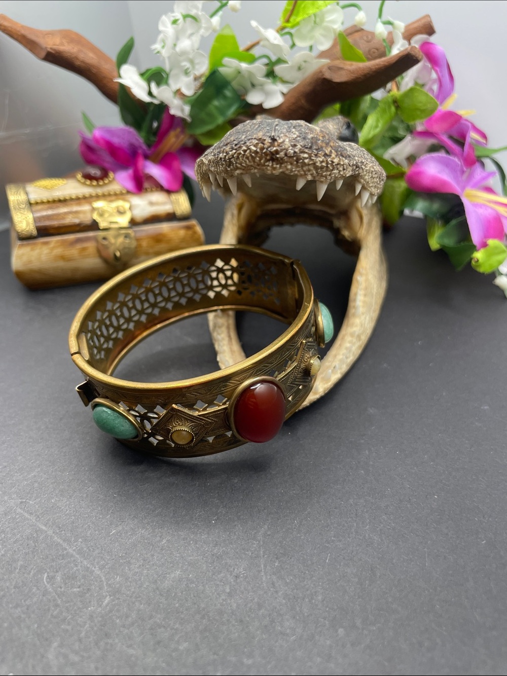 Stone hinged bangle vintage - Picture 3 of 5